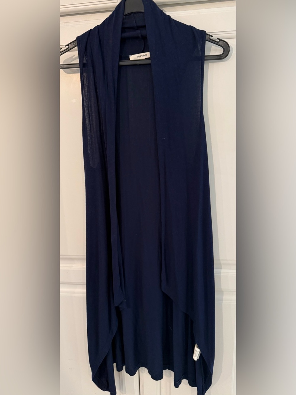Navy Sleeveless Open Front Drape Vest